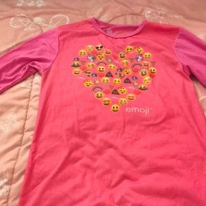 pink long sleeve emoji pajama shirt